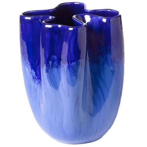 Envisions in Blues Free Form Vase